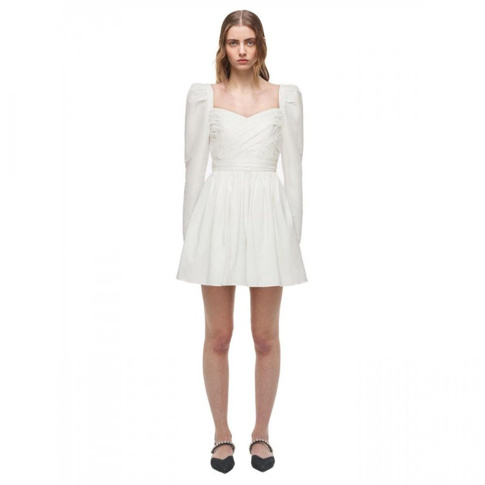 Self-Portrait White Taffeta Mini Dress  - US 6 - BRAND NEW WITH TAGS - Picture 10 of 10